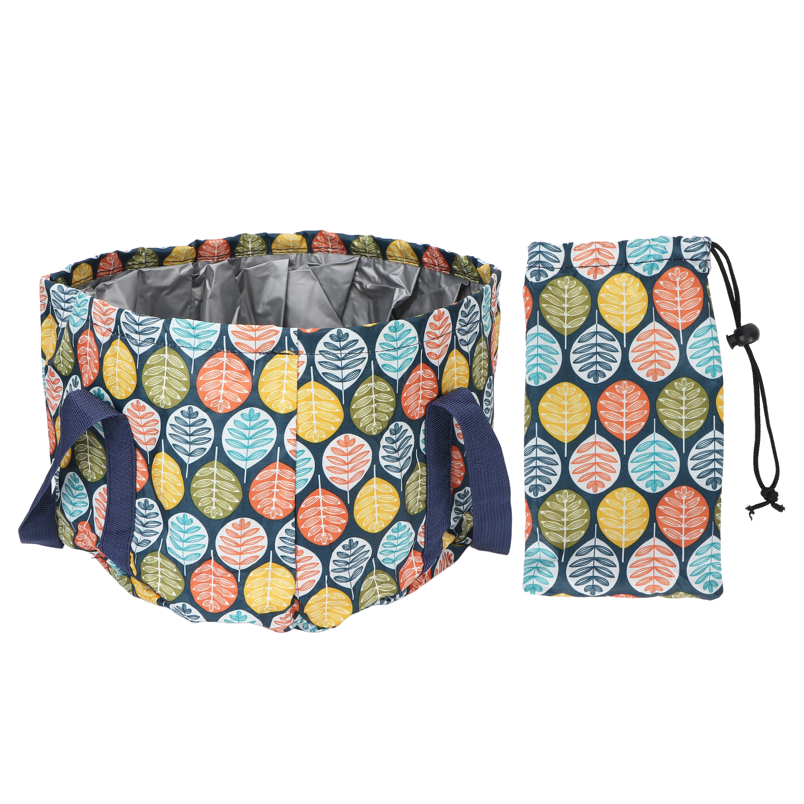 Faltbares, Wasserdichtes Fußbadebecken Aus Polyester, Fußbadewanne Mit Griff Und Kordelzug, Blattmuster, 21 L
