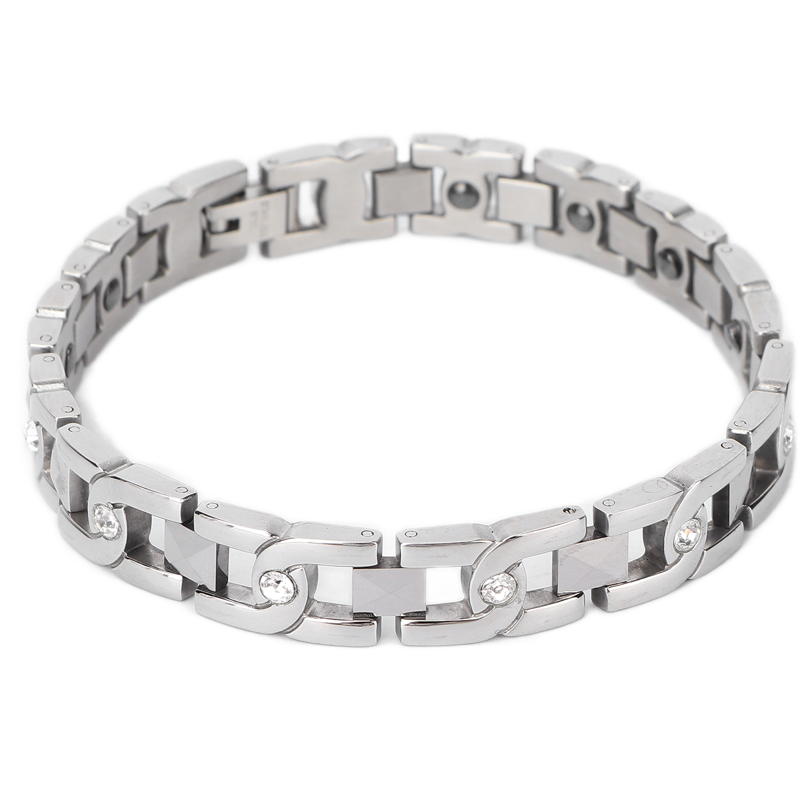 Magnetarmband Für Damen Aus Titanstahl Mit Strasssteinen – Magnetfeldtherapie Zur Schmerzlinderung