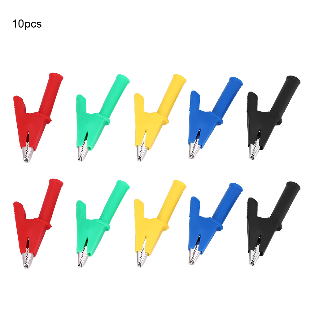 10 Stück Isolierte Krokodilklemmen Auf 4-mm-bananenstecker Für Hochspannungsprüfungen 1000 V 30 A