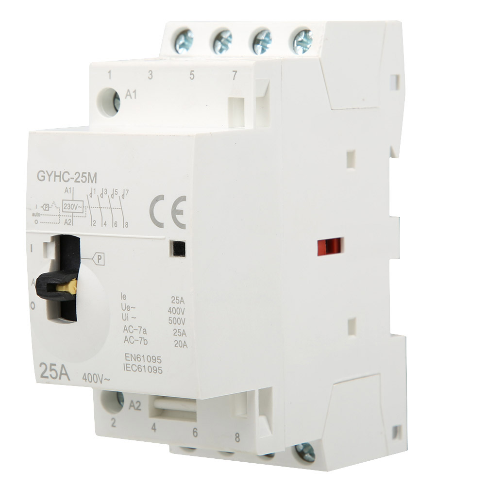 4p 25a 220v Ac-schütz Mit 4ö-handschalter Für Din-schienenmontage Im Haushaltsbereich
