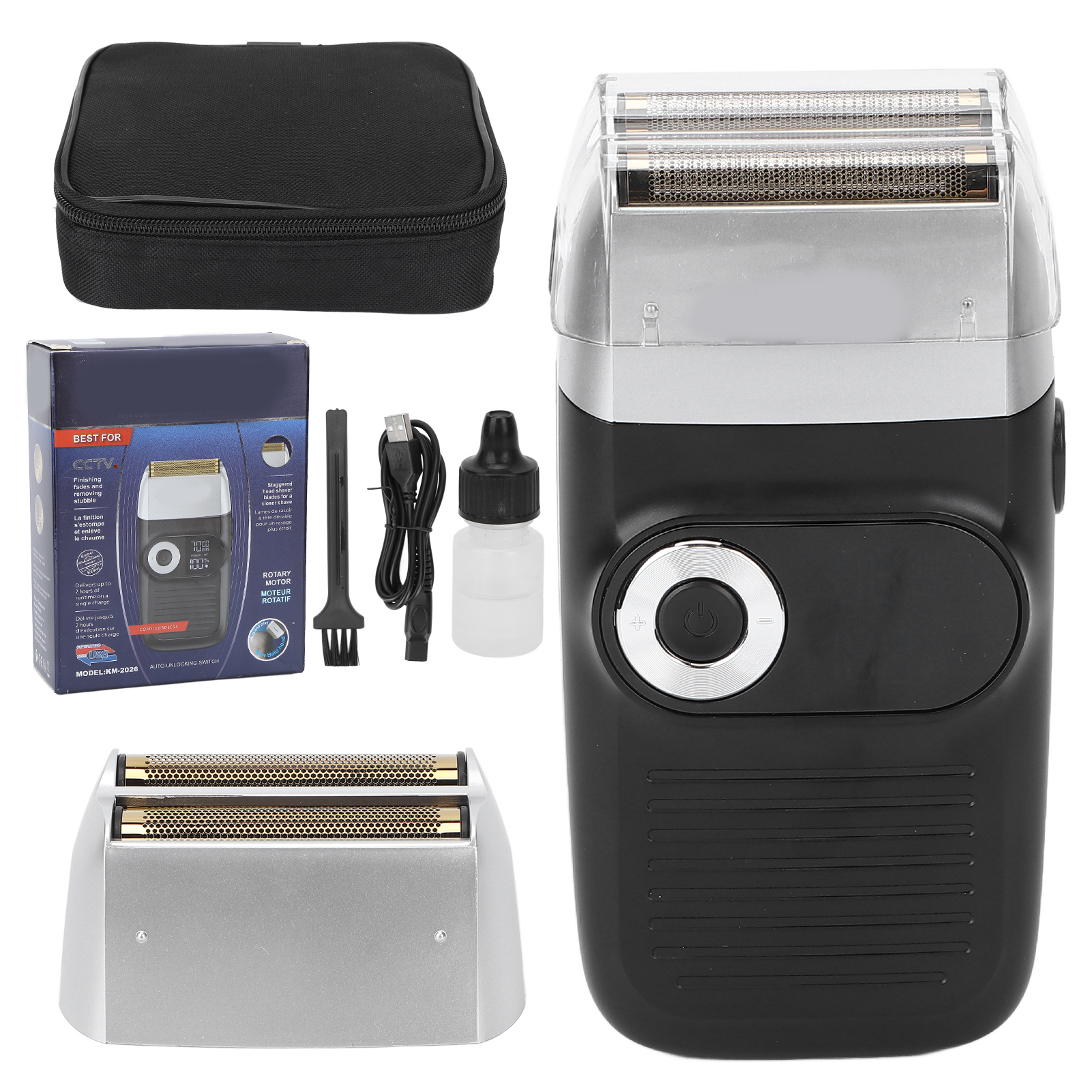 Wiederaufladbarer Usb-elektrorasierer Für Herren – Barttrimmer Und Scherkopf Mit Lcd-bildschirm Und Doppelklinge