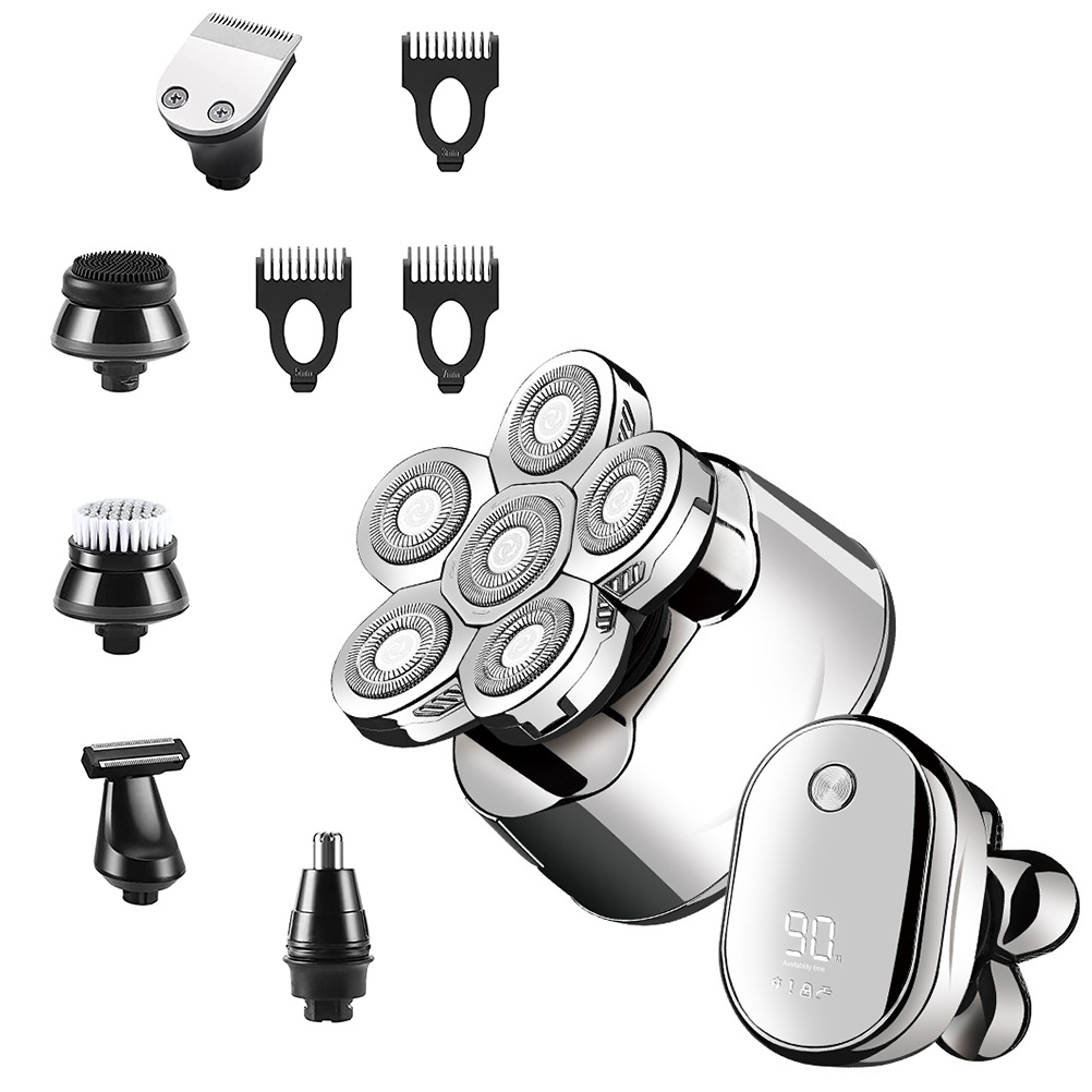 6d Rotationsrasierer Für Herren – Usb-wiederaufladbarer Barttrimmer, 6-in-1 Wasserdichtes Pflege-set
