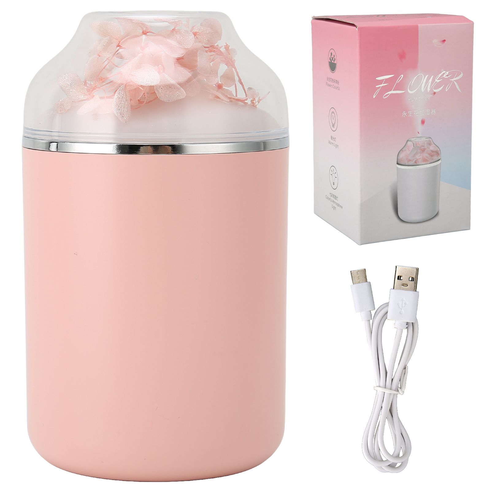 Geräuschloser, Blütenförmiger Diffusor Für Ätherische Öle – Große Nebelkapazität – Sakura-rosa Für Zuhause