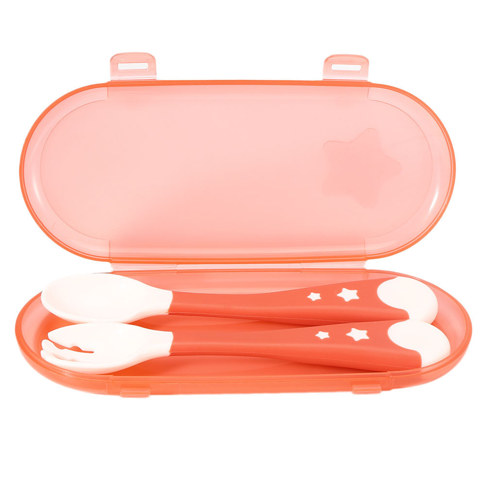 2-teiliges Baby-besteckset (gabel Und Löffel), Rutschfest, Tragbares Tablett (rot)