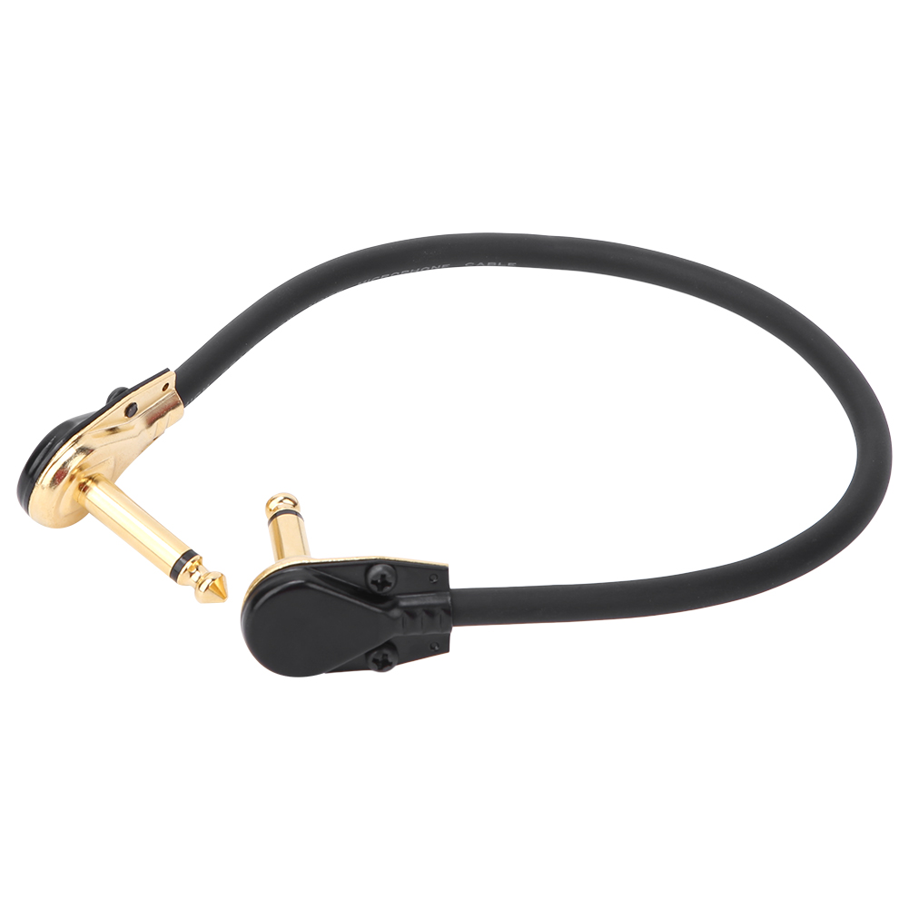 Schwarzes Und Goldenes Gitarrenpedalkabel Mit Winkelstecker Für Musikinstrumente, 33 Cm