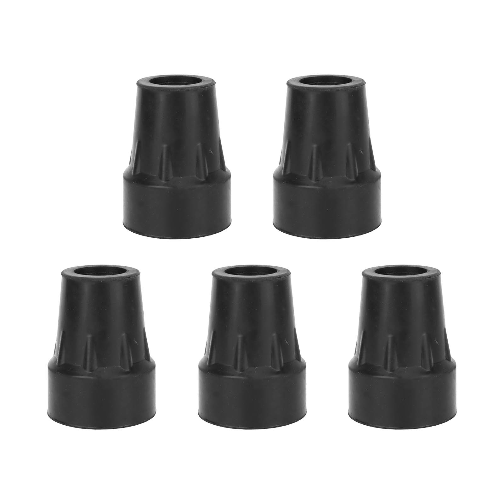 5-teiliges Set Verstärkter Gummikrückenspitzen, Dicker Gehstock, 22-mm-ersatzspitzen, Schwarz