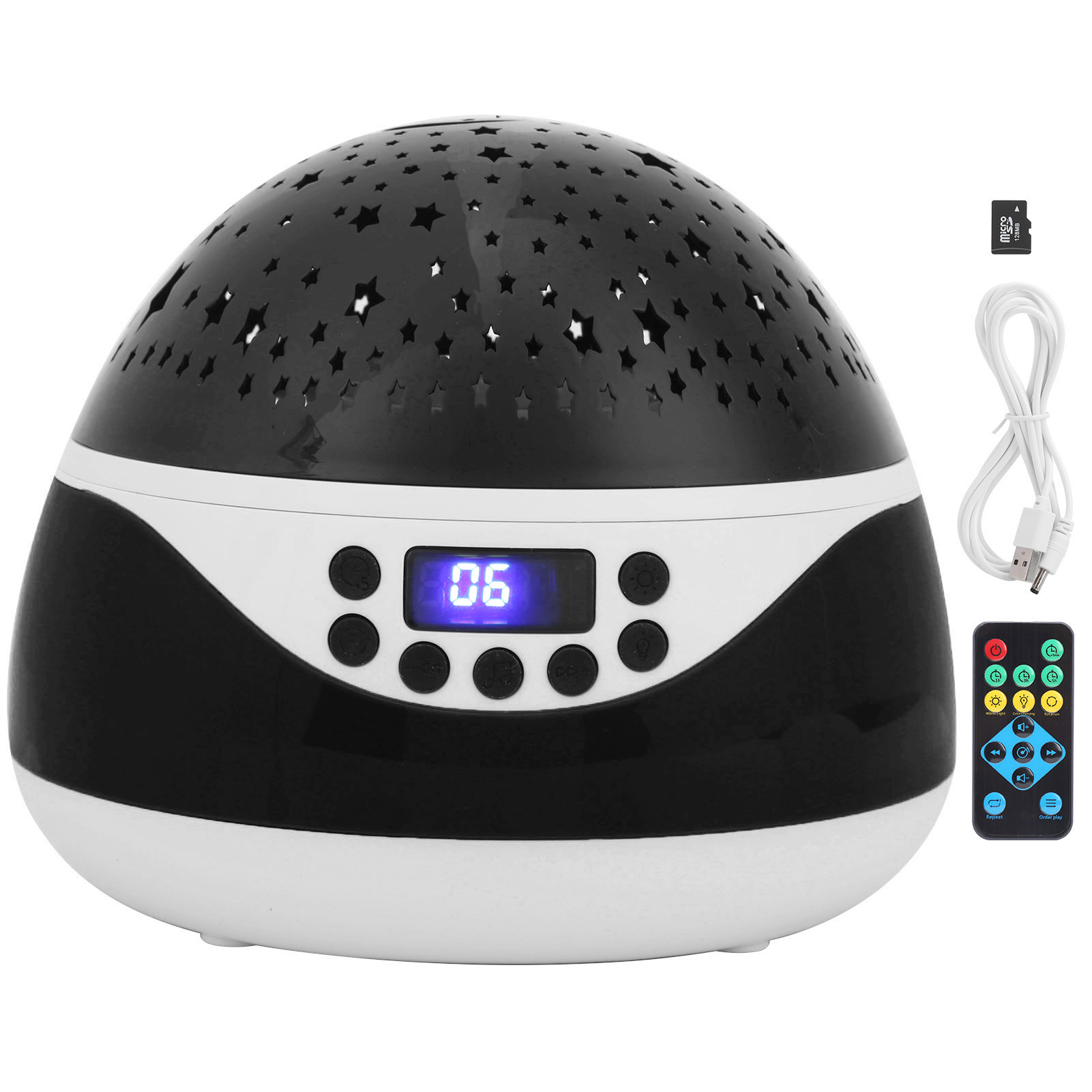 Led-nachtprojektor Mit Fernbedienung, Digitalanzeige Und Musik Für Kinder – Schwarz