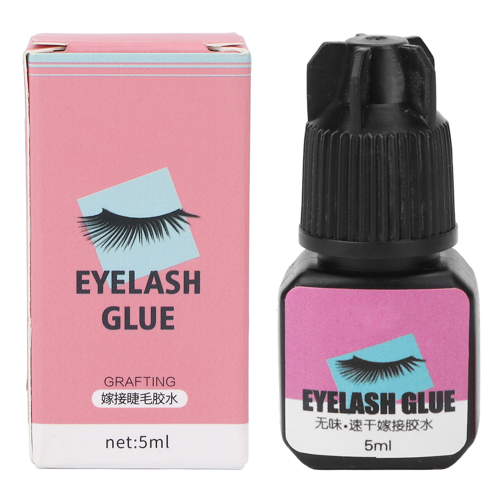 Schwarzer Wimpernkleber (5 Ml), Schnelltrocknend (2 Sekunden), Hält Bis Zu 45 Tage, Verstopfungsfreie Nadel Für Professionelle Anwendung