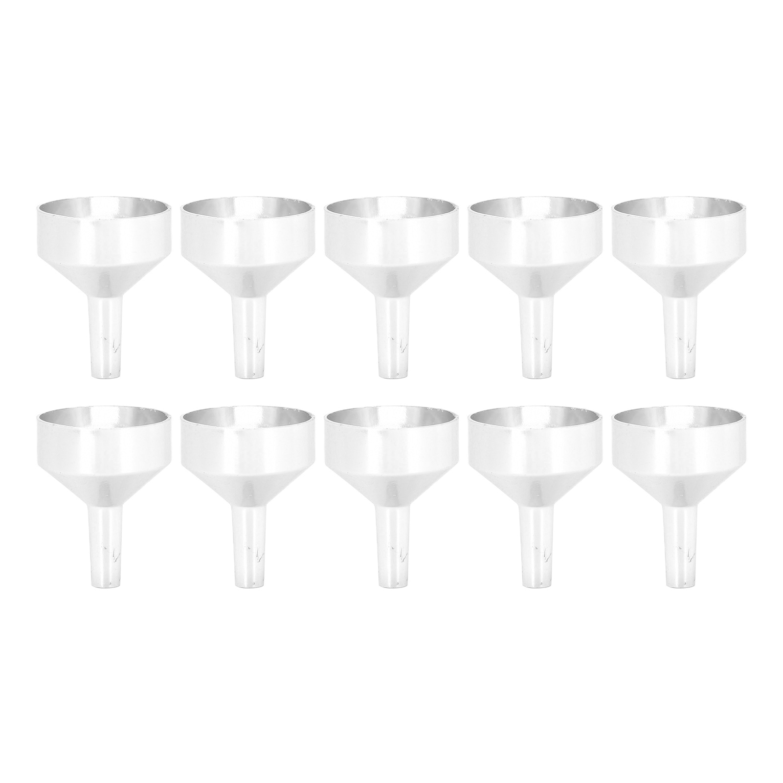 10 Mini-trichter Aus Aluminiumlegierung Zum Befüllen Von Flaschen Und Umfüllen Von Kosmetika Und Parfums, Silber