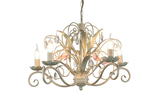 Licht-Erlebnisse Kronleuchter LUCE, ohne Leuchtmittel, Hängeleuchte Floral Ø62cm 5-flmg