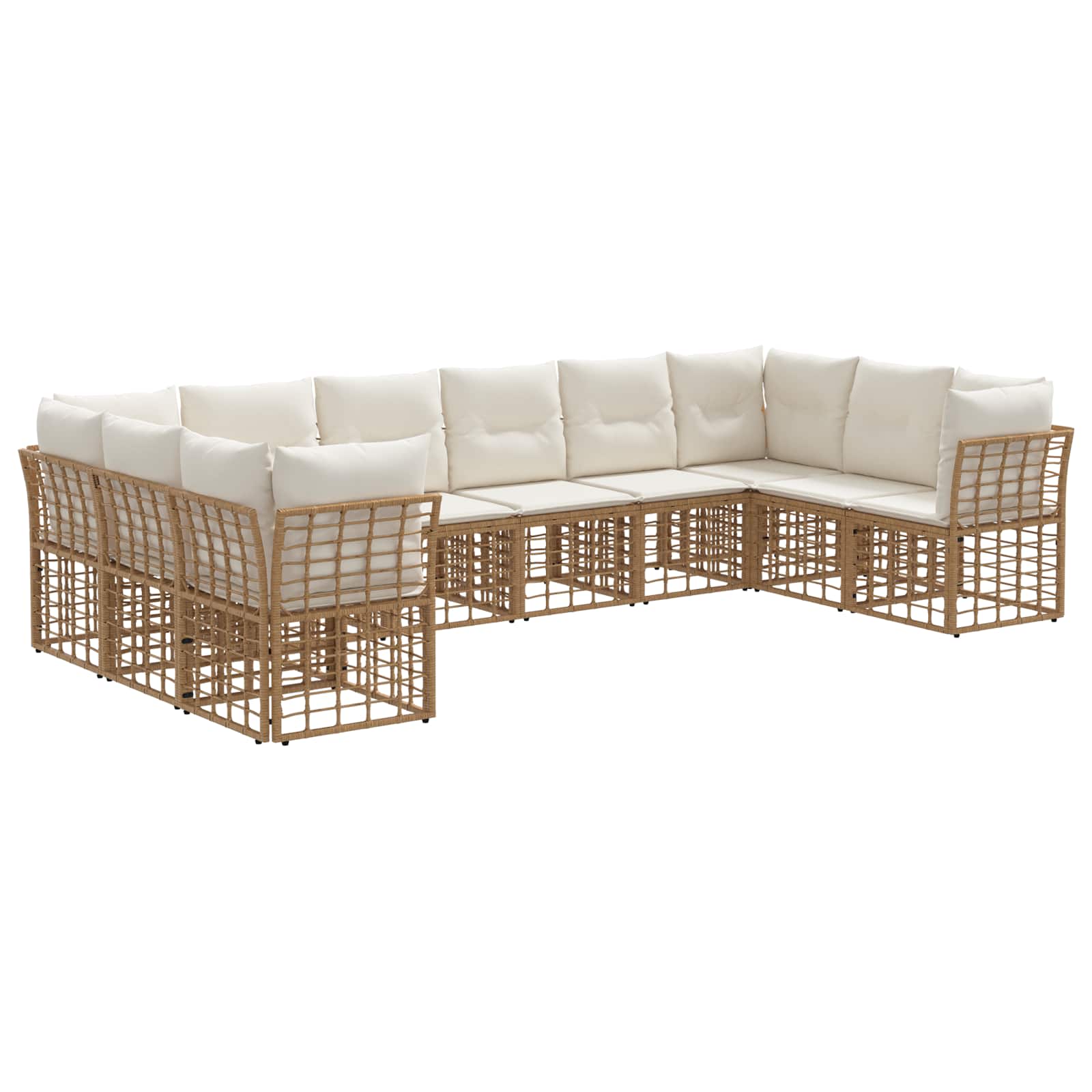 Maison Exclusive - Outdoor-sofagarnitur 10-sitzer Natur Und Creme