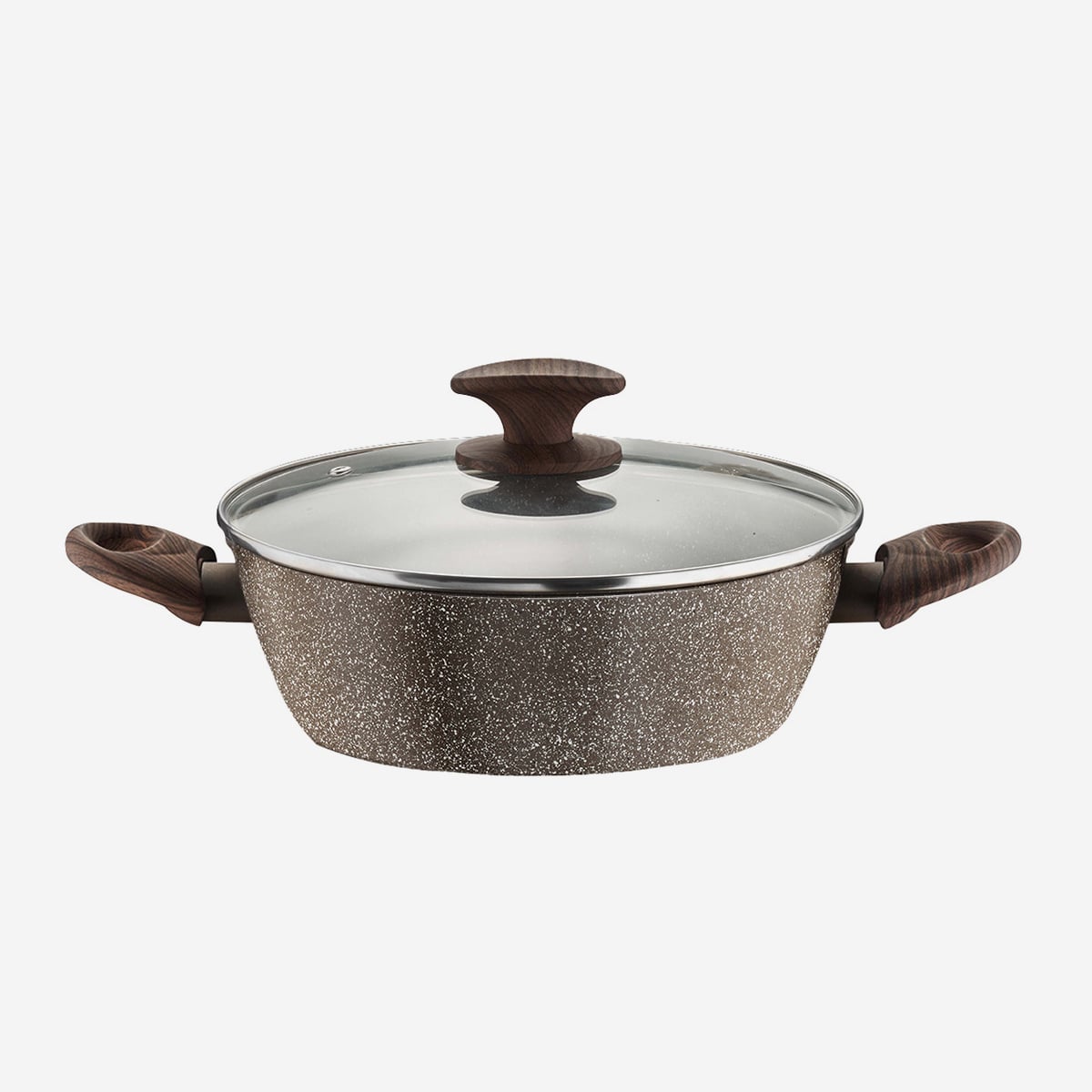 Antihaft-flachkasserolle 26cm Mit Deckel, Steinoptik Chalet