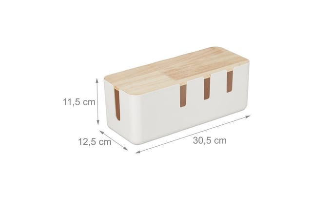 relaxdays Kabelbox mit Holzdeckel, weiß