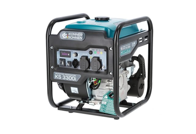 Könner & Söhnen Stromerzeuger KS 3300i, 3,30 in kW, (Inverter-Generator 3.3kW mit reiner Sinuswelle & Euro 5, 1-tlg., 3300W Peak, stabile 230V Spannung, LED-Display, 12V Anschluss), Reine Sinuswelle, Kupferwicklung, Euro 5, Reset-Taste