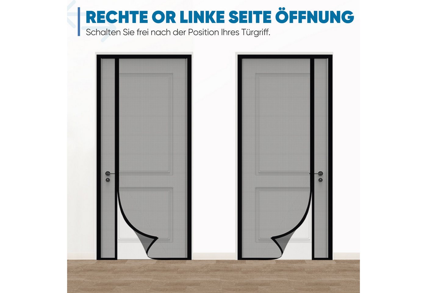 Sekey Insektenschutz-Tür Fliegengitter Mückenschutz für Balkontür und Terrassentür, magnetisch, seitliches Öffnen, Fiberglas, gegen Katzenkratzer, ohne Bohren Bild 5