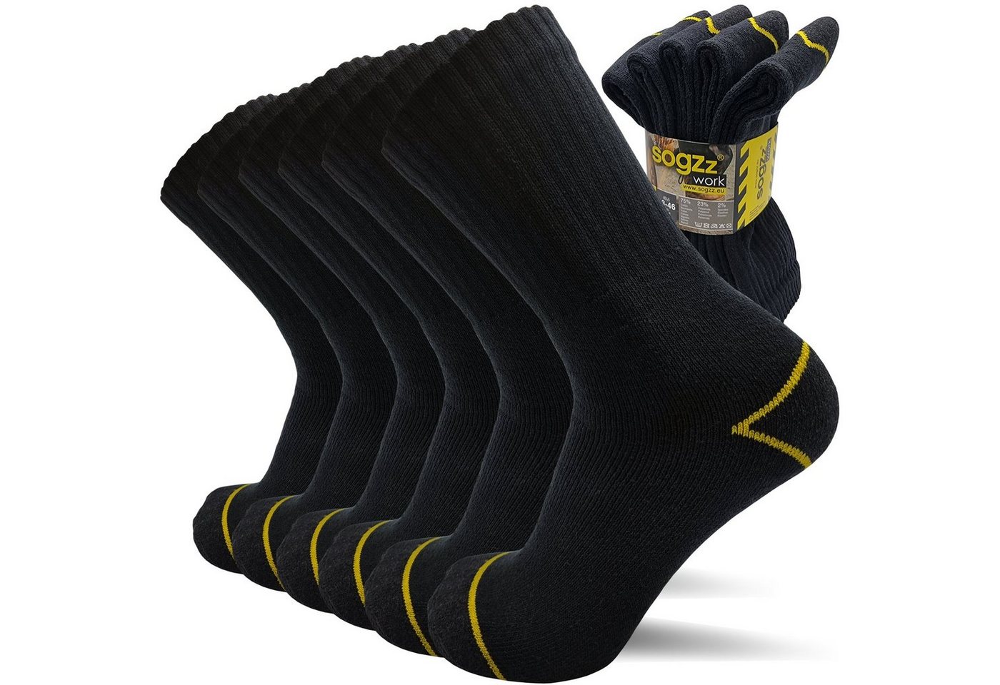 sogzz Arbeitssocken 5-60 Paar Socken Herren Schwarz 75% Baumwolle Work Arbeit Socken (Modell: Work Basic, 5-Paar)