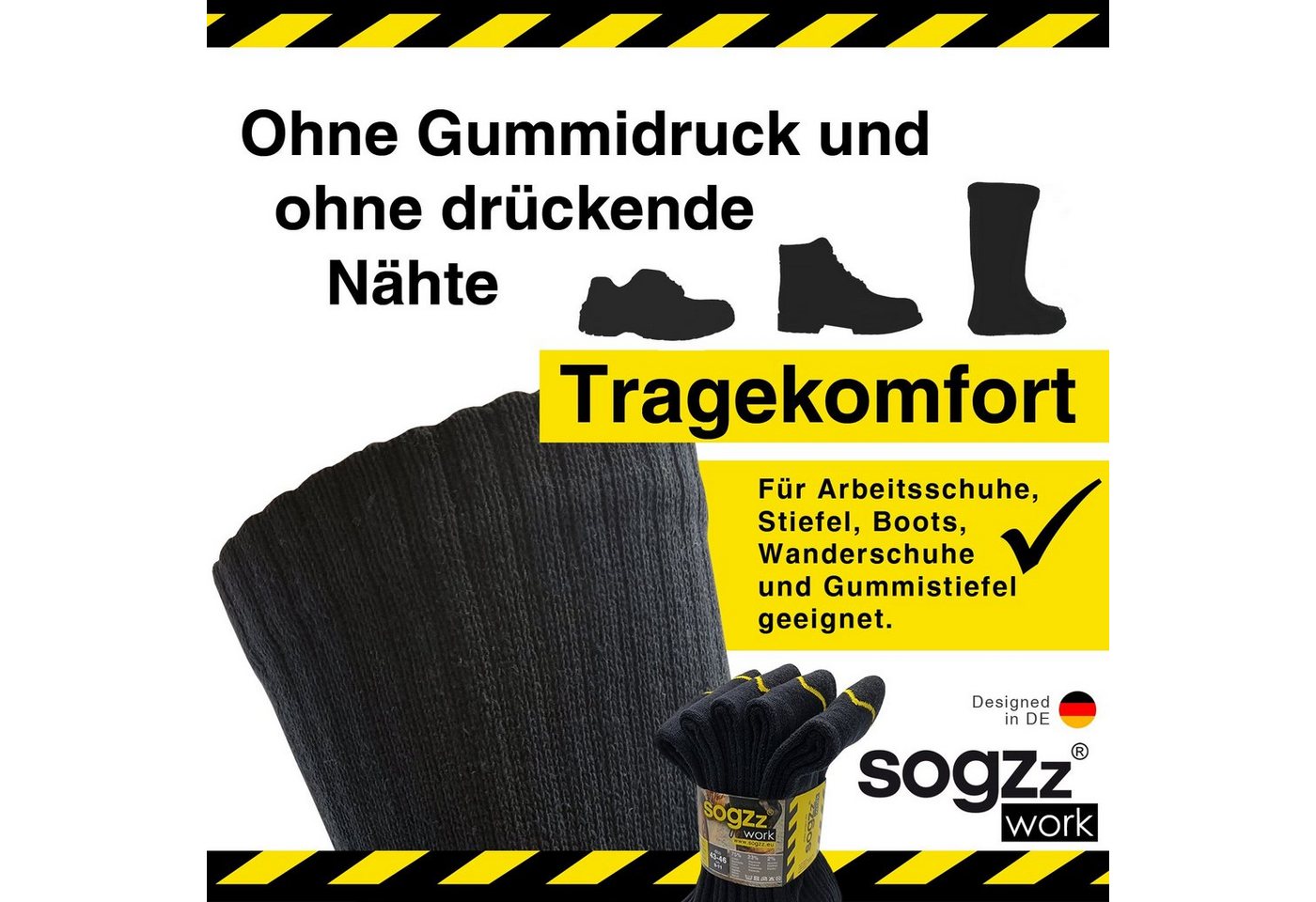 sogzz Arbeitssocken 5-60 Paar Socken Herren Schwarz 75% Baumwolle Work Arbeit Socken (Modell: Work Basic, 5-Paar) Bild 4