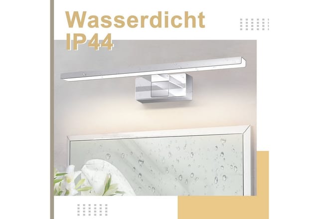 ZMH LED Spiegelleuchte Spiegellampe - leuchte Chrom Modern, Augenschutz, LED fest integriert, 4000k, Modern Neutralweiß 4000K lampe Wandmontage für Keller