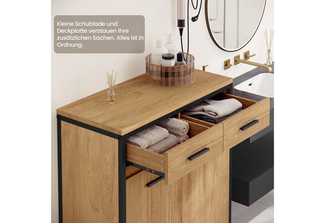 EUGAD Badkommode (1 St), Badezimmerschrank mit 2 faltbaren Wäschesäcken