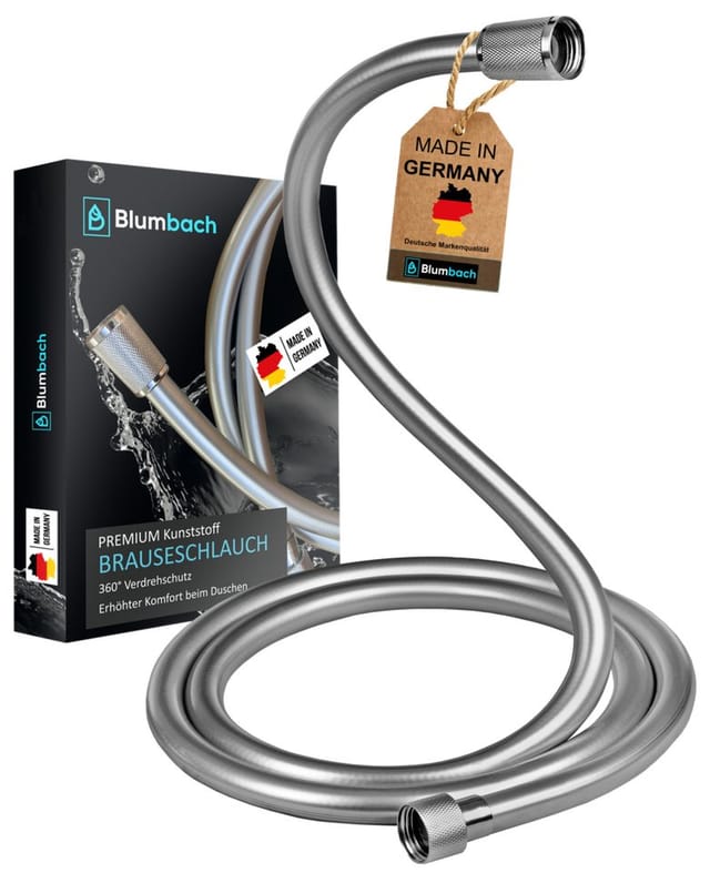 Blumbach Brauseschlauch - Premium Duschschlauch, MADE IN GERMANY- in 3 verschiedenen Längen, (MADE IN GERMANY- in 3 verschiedenen Längen - Trinkwassergeprüft nach neuester Technik, MADE IN GERMANY), 1/2 Zoll - flexibler und knickfester Duschschlauch