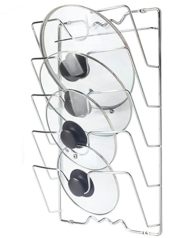 SURFOU Wandregalhalter Topfdeckelhalter Deckelhalter Topfdeckel Pfannendeckel Organizer, Wand-/Türmontierter Küchenschrank Pfannendeckel Topfdeckelhalter 1-tlg., Langlebigkeit, Korrosionsbeständigkeit