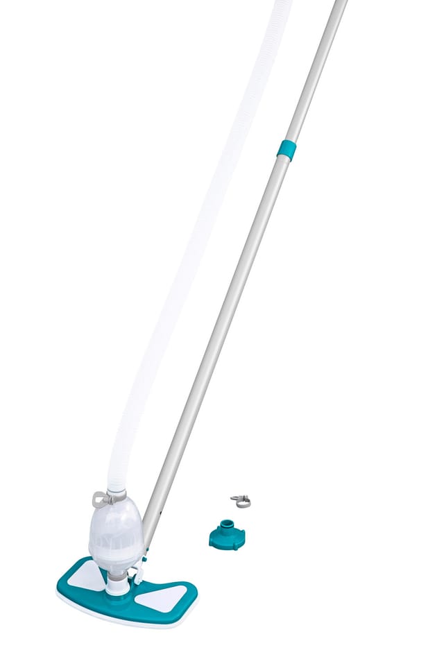 Bestway Poolbürste Pool-Reinigungsset, Poolpflege Basis-Set Aquaclean, Poolbodensauger, (BESTWAY58234, 9-tlg., Leistung über 2006 l/h, Schachtlänge 279 cm, Schlauch 7,5 Meter lang), für Becken mit einem Durchmesser über 457 cm, mit 32 mm Anschlüssen