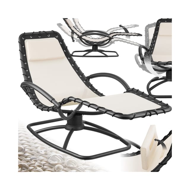 tectake Gartenliege ergonomische Sonnenliege, 120 kg Belastbarkeit, 77 x 170 x 83 cm, Balkonliege Toulon, 1 St., für Außen in Beige, atmungsaktiv, wasserabweisendes Textilene-Gewebe, gepolstert