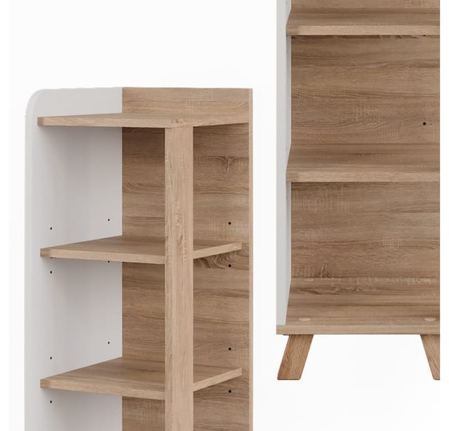 Vicco Midischrank Karen, Sonoma/Weiß, 30 x 90 cm mit 4 Ablagen (1-St)