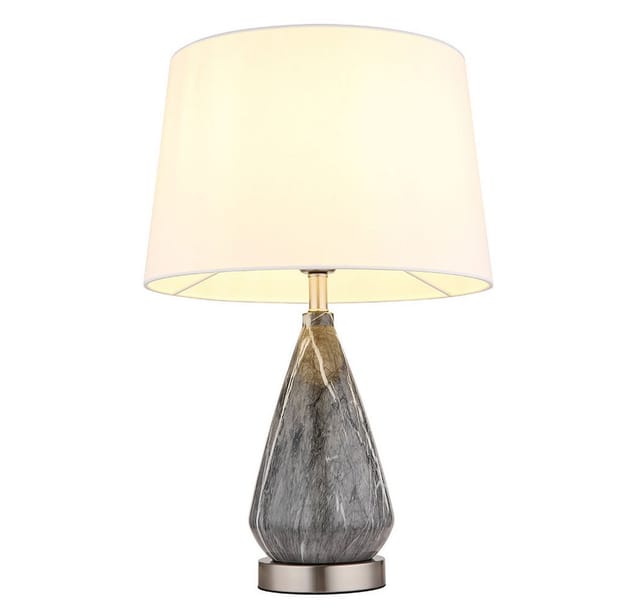 GLOBO LIGHTING LED Tischleuchte, Leuchtmittel inklusive, Warmweiß, Tischleuchte Tischlampe Leselampe Marmoroptik Textil weiß LED H 54 cm