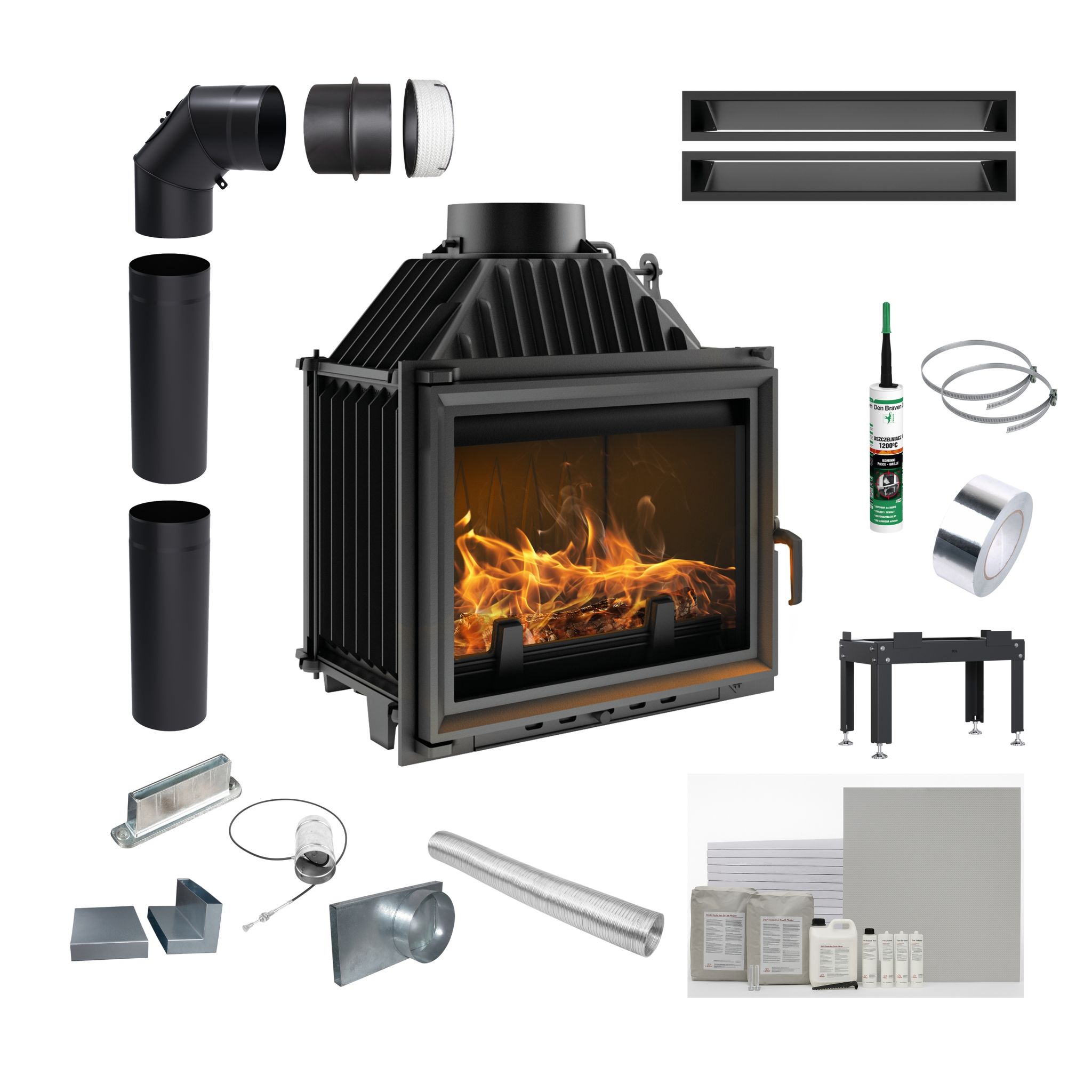 Gusseisen Kamin Kratki Maja 8kw Ø200 Holz Ekoprojekt Montageset