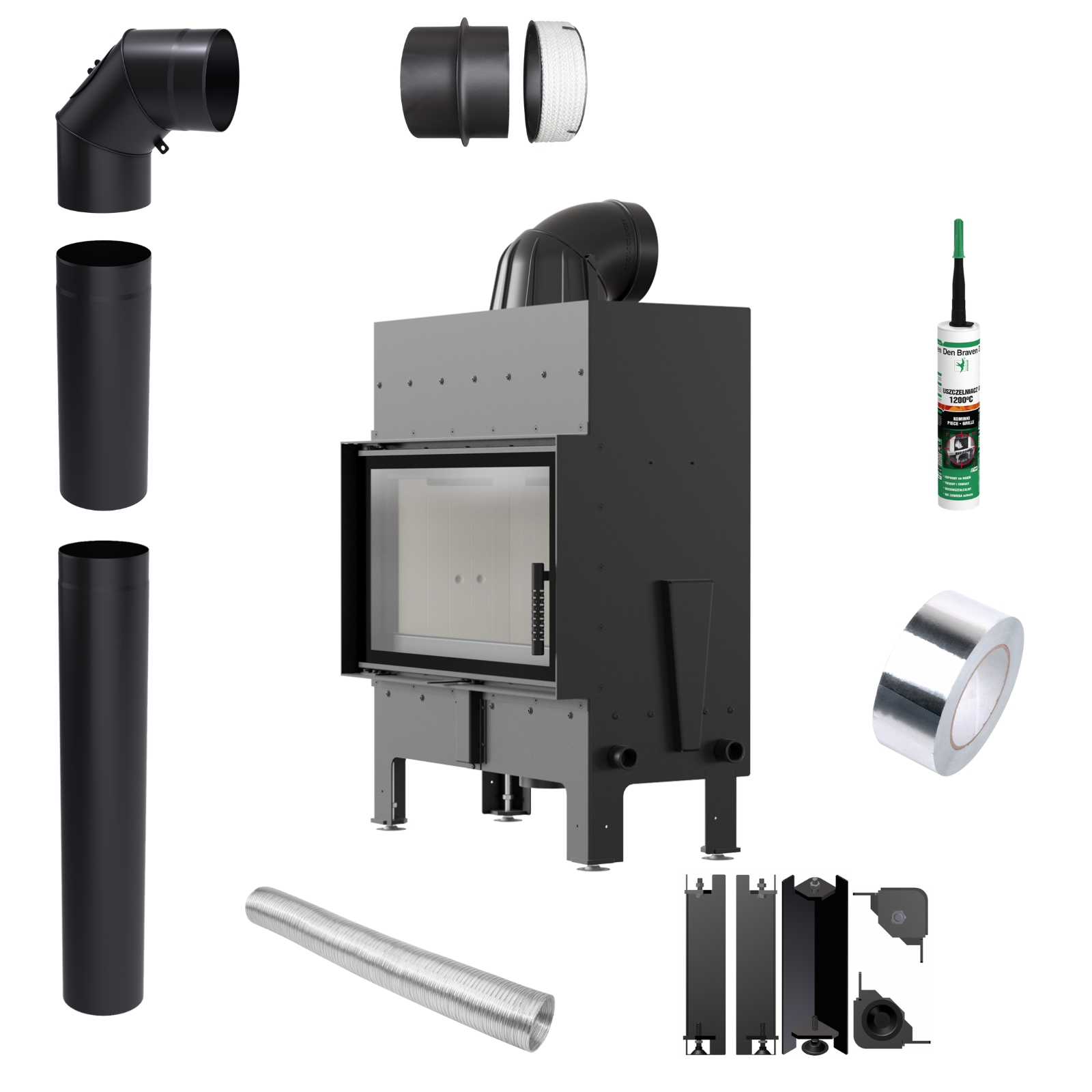 Luft-kamineinsatz Stahl Kratki Floki M 10 Kw Fi 200 Rohrset