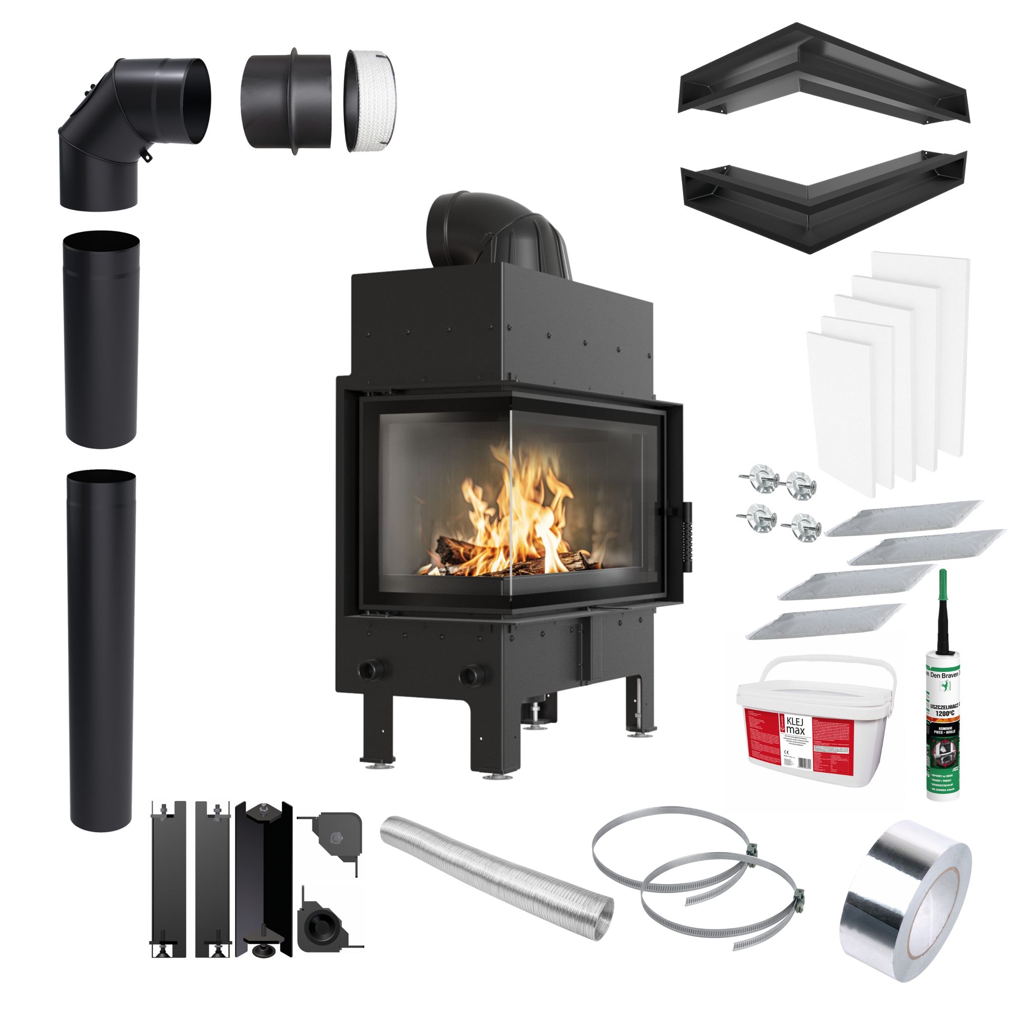Kratki Floki M Linker Kaminofen 10 Kw Ø200 Schwarz Set Für Montage