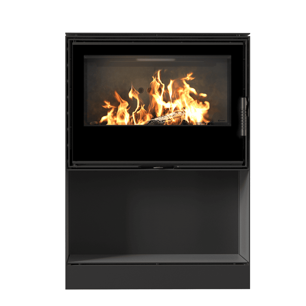 Kratki Kaminofen Aus Stahl Kari 80 Black Ø 180 12 Kw Platz Für Holz Mit Türfeder