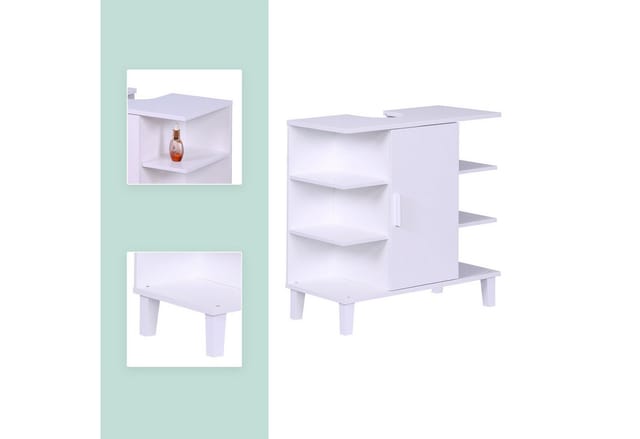 relaxdays Waschbeckenunterschrank Tür & Ablage weiß