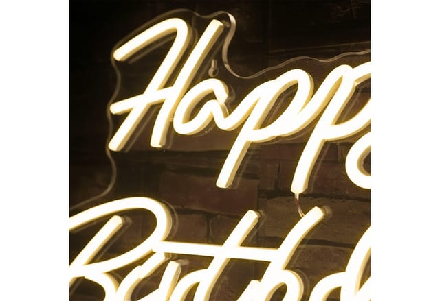 relaxdays Deko-Schriftzug LED Schild Happy Birthday, warmweiß