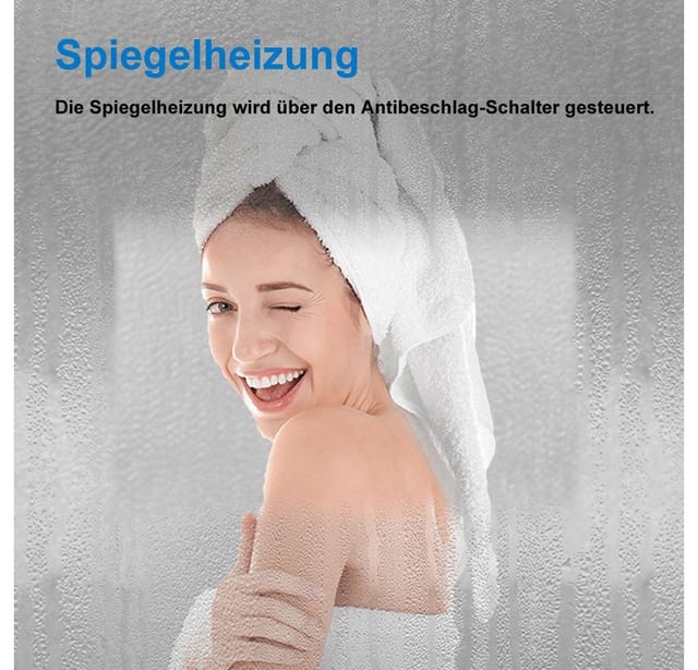 duschspa Badspiegel Badspiegel mit Beleuchtung Dimmbar Memory Beschlagfrei (Dreh+Knopfschalter, Wandschalter), drei Lichtfarbe wählbar