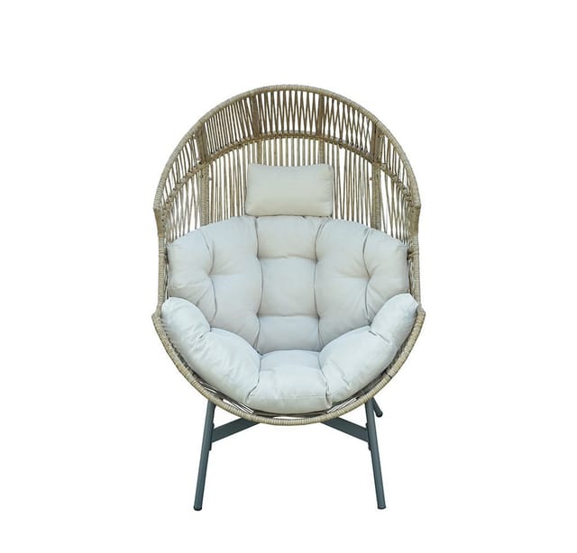 acamp Loungesessel Outdoor Sessel Geflecht Outdoor mit Kissen wetterfest Garten (gepolsterte Sitz und Rückenkissen abnehmbar wasserabweisend), Kunststoff Geflecht in Flechtoptik mit rostgeschütztem Gestell