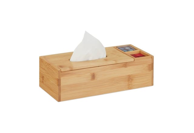 relaxdays Badorganizer Tuchspender Bambus mit 2 Fächern
