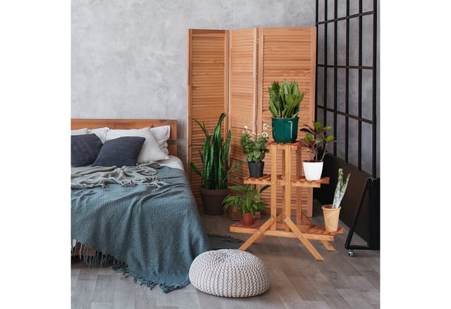 relaxdays Blumenständer Blumentreppe 3 Ebenen, Schokobraun