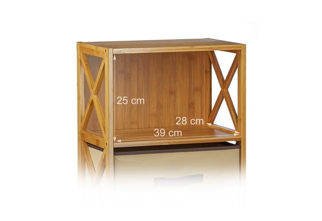 relaxdays Standregal Regal Bambus mit Korb, 4