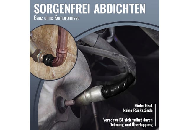 Poppstar Dichtband Selbstverschweißendes Silikonband (zum Reparieren, Isolieren und Abdichten, 1-St., (Strom, Wasser, Luft) zum Umwickeln von Rohren, Kabeln, Schläuchen uvm.