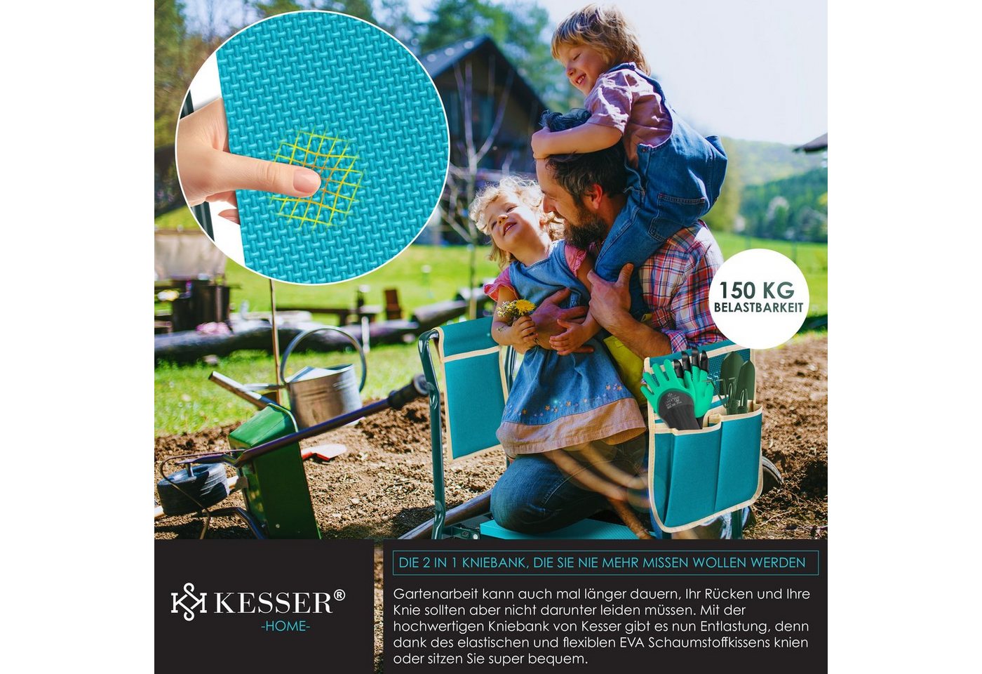 KESSER Kniebank, in XXL Kniebank für Gartenarbeit Gepolstert Sitzunterlage