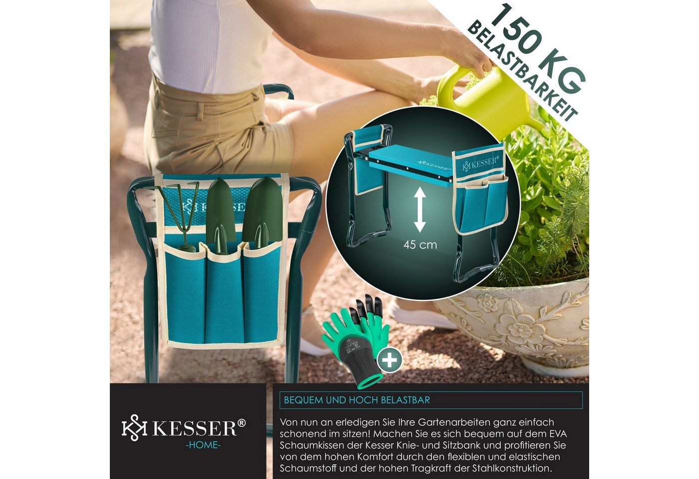 KESSER Kniebank, in XXL Kniebank für Gartenarbeit Gepolstert Sitzunterlage Bild 2