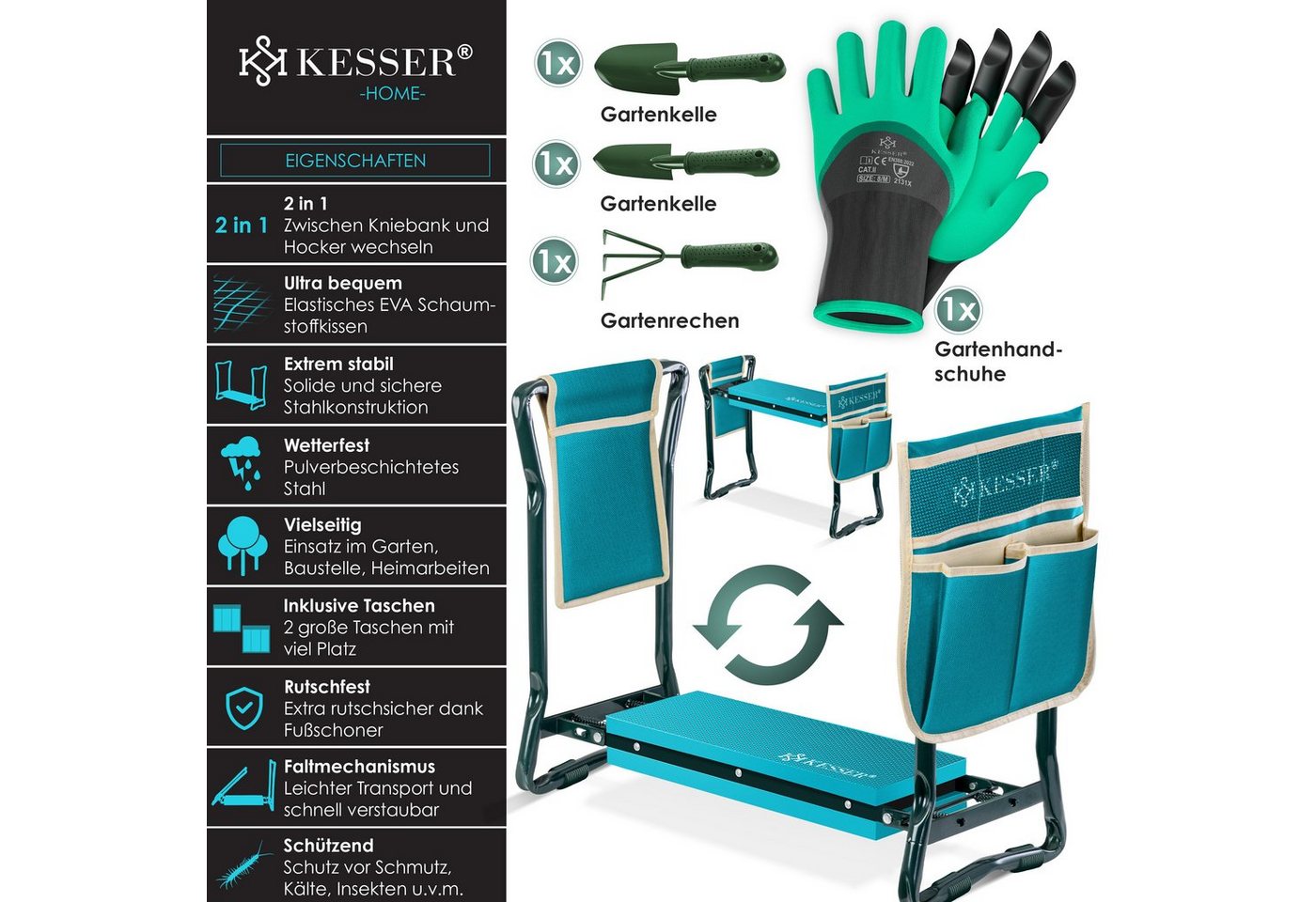 KESSER Kniebank, in XXL Kniebank für Gartenarbeit Gepolstert Sitzunterlage Bild 5