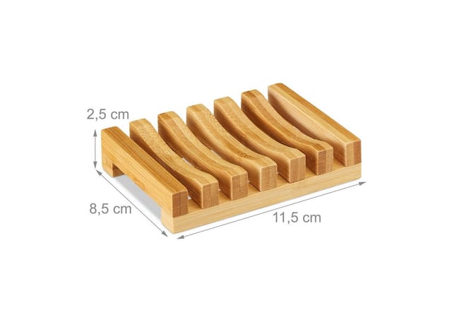 relaxdays Seifenschale 2 x Seifenschale Bambus, Breite: 11.5 cm