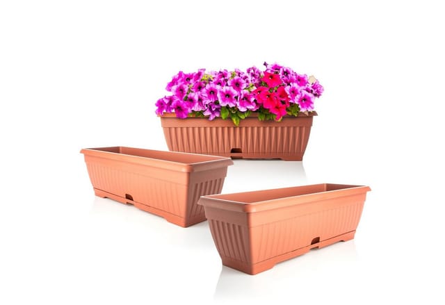 BigDean Blumenkasten 3x Blumenkasten 50cm mit abnehmbarem Untersetzer Balkonkasten (Set, 3 St., Pflanzkästen), Blumenkasten, Balkonkasten, Pflanzkasten, Mit Untersetzer