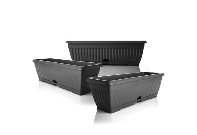 BigDean Blumenkasten 3x Blumenkasten 50 cm mit abnehmbarem Untersetzer Balkonkasten (Set, 3 St., Pflanzkästen), Blumenkasten, Balkonkasten, Pflanzkasten, Mit Untersetzer