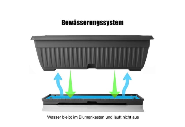 BigDean Blumenkasten Blumenkasten 50 cm mit abnehmbarem Untersetzer Balkonkasten (Set, Pflanzkästen), Blumenkasten, Balkonkasten, Pflanzkasten, Mit Untersetzer