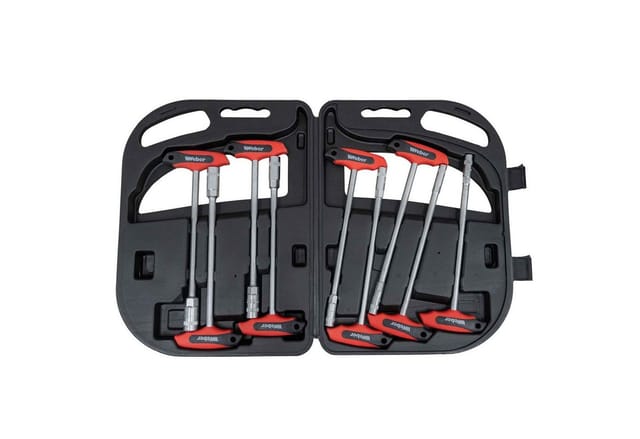 Weber GmbH Steckschlüssel T-Griff Steckschlüsselsatz 9-teilig (Set, 9 St), Chrom-Vanadium-Stahl, Softgrip, Kunststoffkoffer