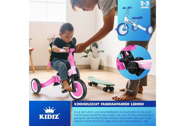 KIDIZ Laufrad, 6in1 Dreirad Loopy Laufräder Lauffahrrad Kinderdreirad